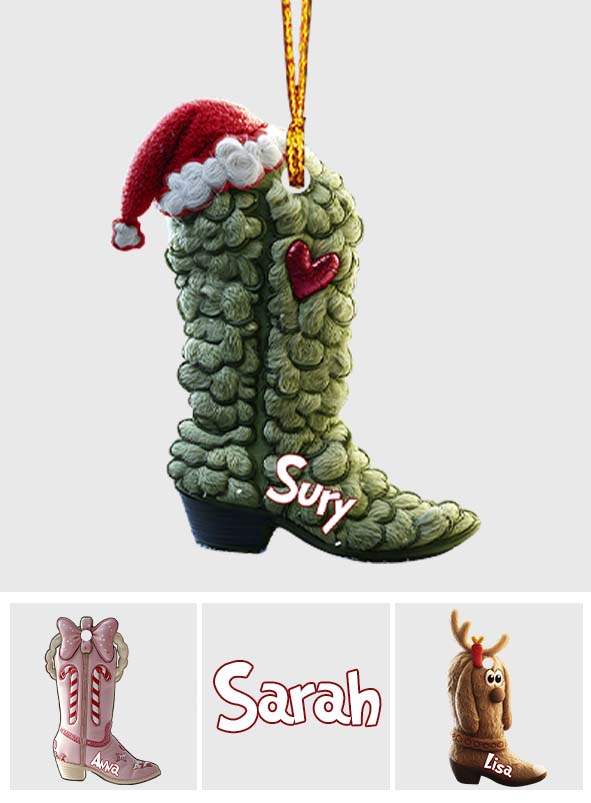 Personalized Grinchy Boots Christmas Ornament Gift Idea Ornament GradoCreations