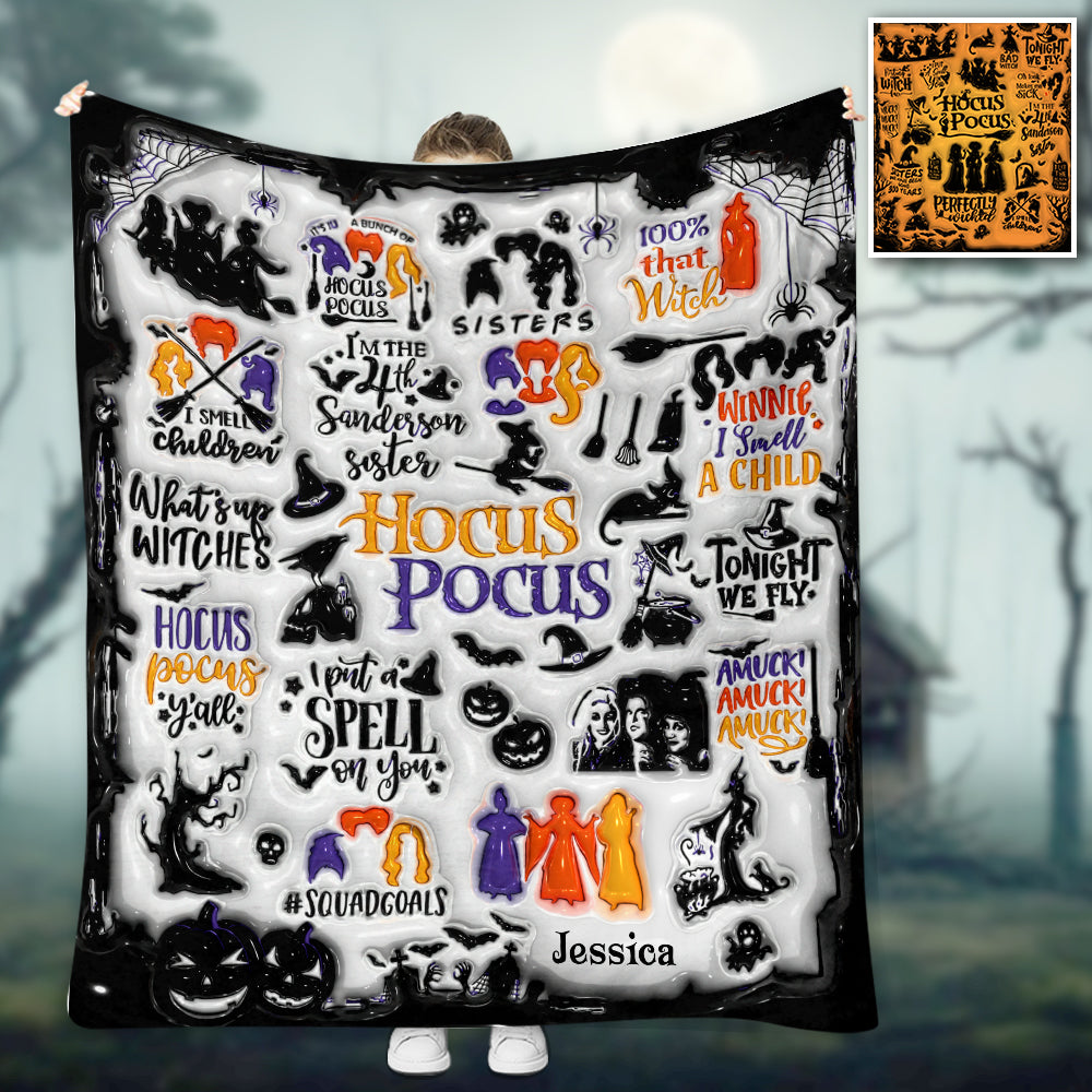 Personalized Hocus Pocus Blanket Custom Name Gift for Witch Lovers Blanket GradoCreations
