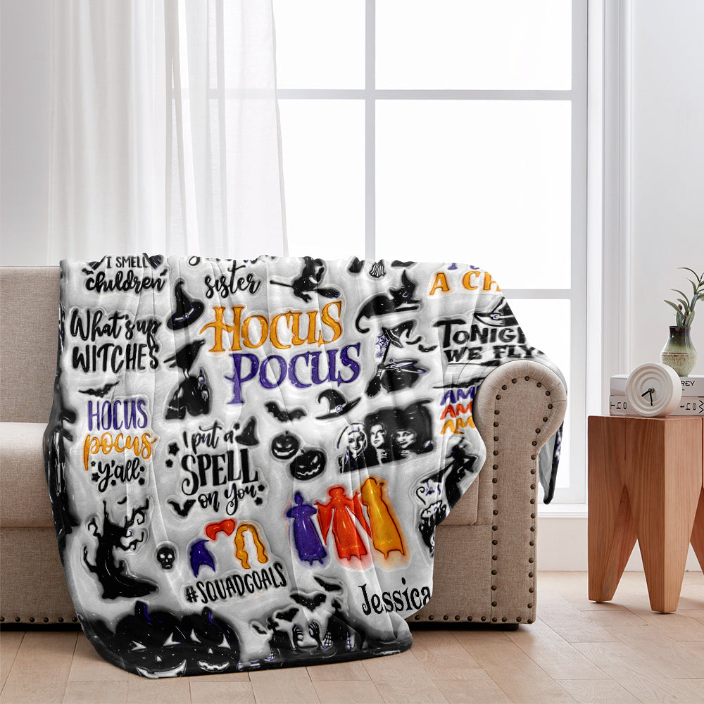 Personalized Hocus Pocus Blanket Custom Name Gift for Witch Lovers Blanket GradoCreations