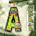 Personalized Grinchy Letter Ornament Custom Christmas Gift One-sided Custom Shaped Ornament GradoCreations