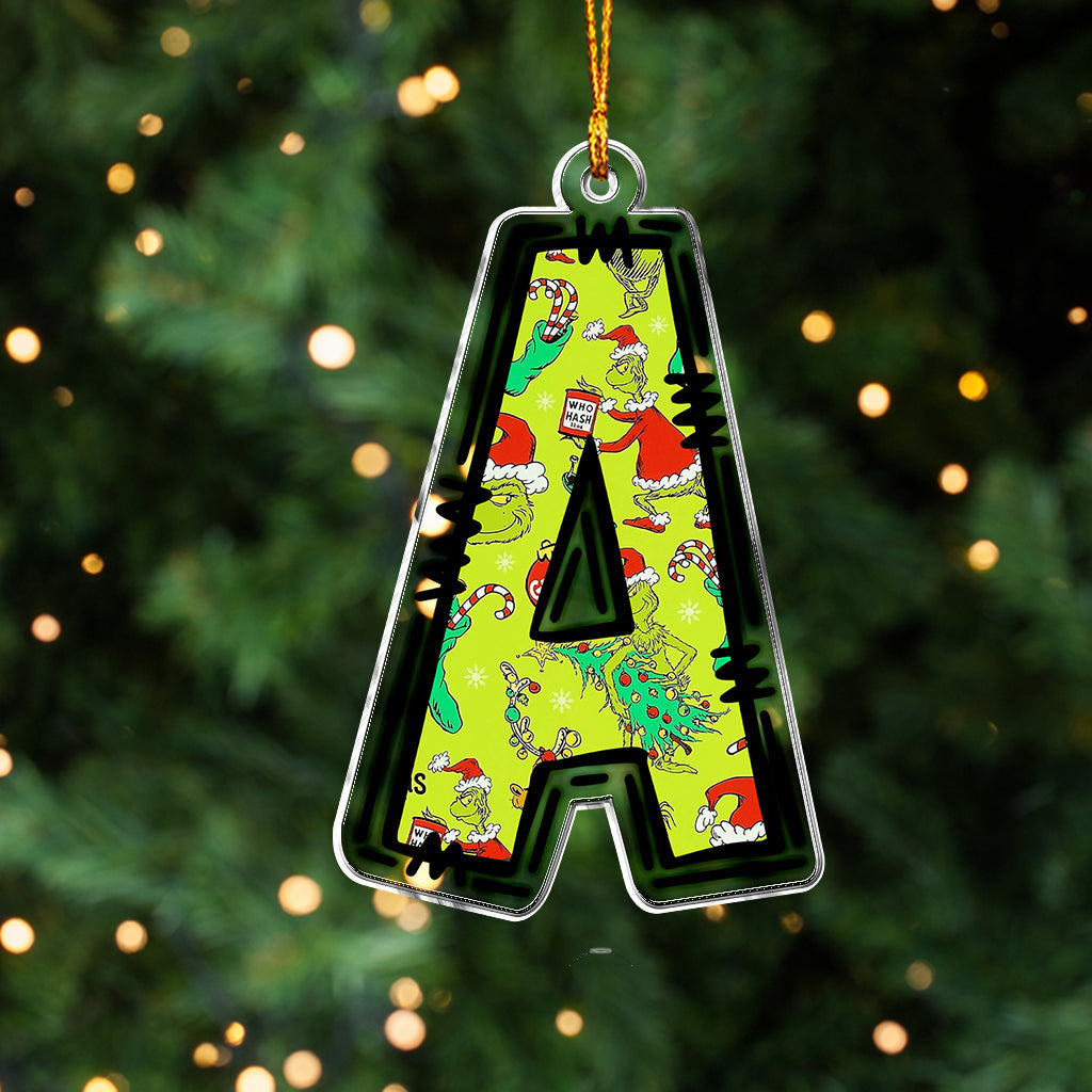 Personalized Grinchy Letter Ornament Custom Christmas Gift One-sided Custom Shaped Ornament GradoCreations