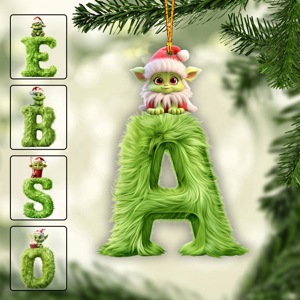 Personalized Grinchy Transparent Ornament Custom Name Gift for Christmas One-sided Ornament GradoCreations