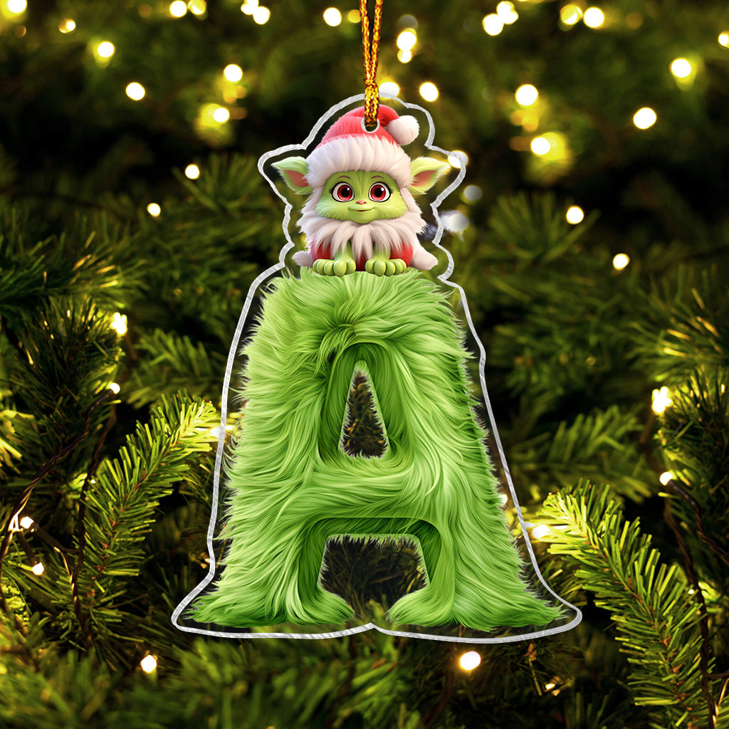Personalized Grinchy Transparent Ornament Custom Name Gift for Christmas One-sided Ornament GradoCreations