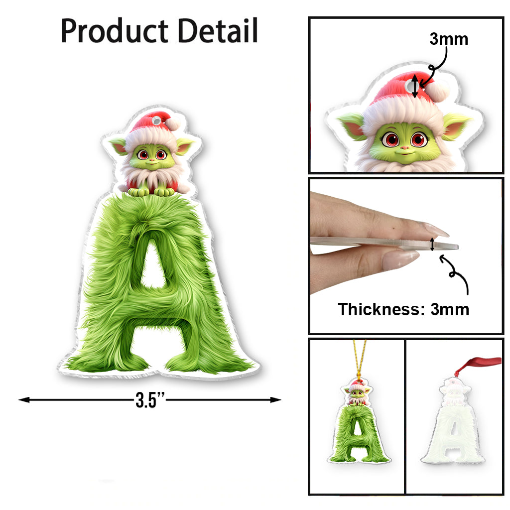 Personalized Grinchy Transparent Ornament Custom Name Gift for Christmas One-sided Ornament GradoCreations