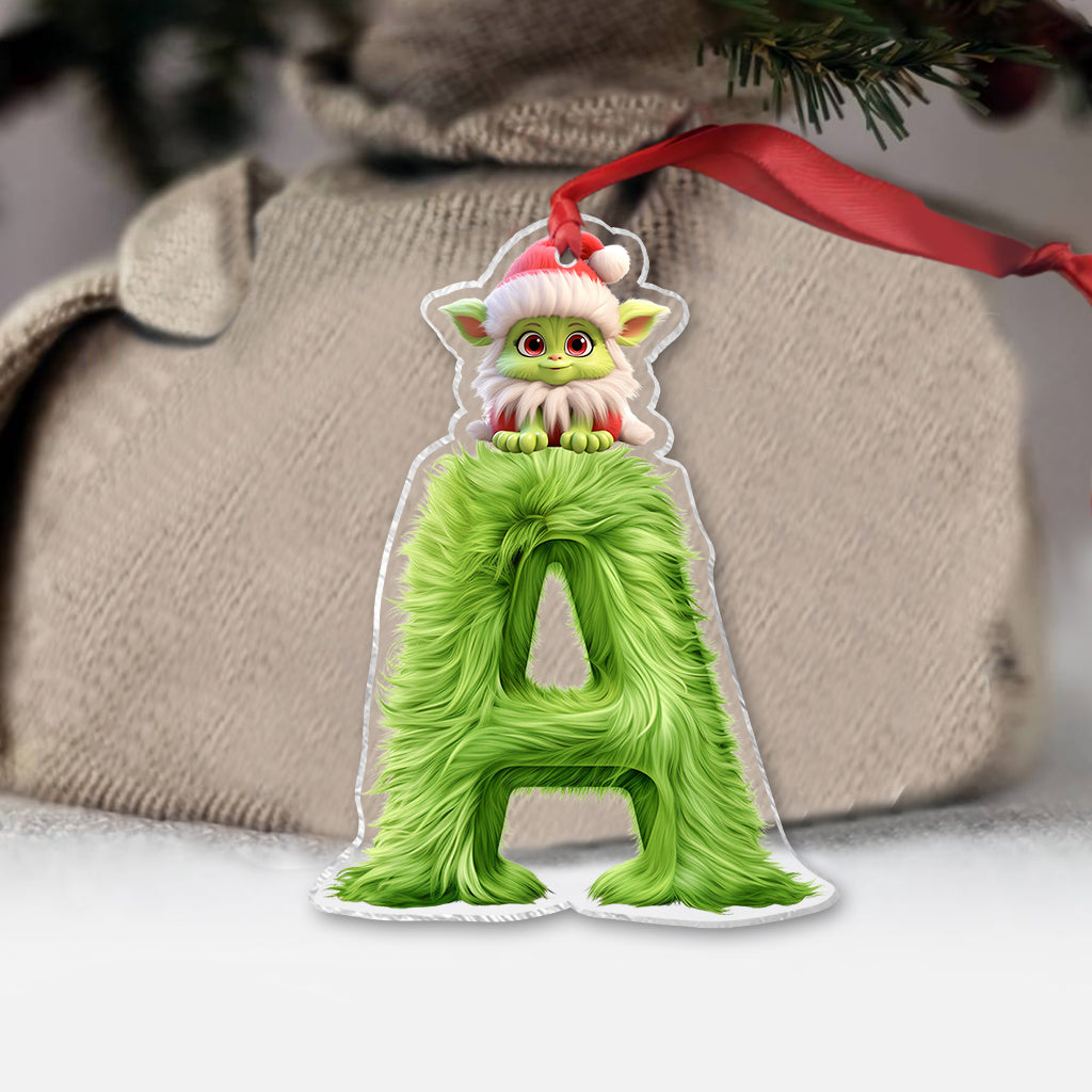 Personalized Grinchy Transparent Ornament Custom Name Gift for Christmas One-sided Ornament GradoCreations