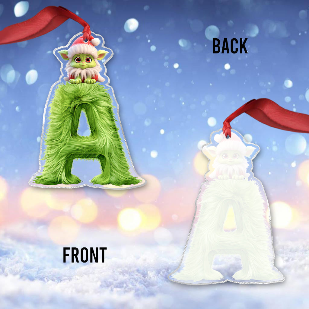 Personalized Grinchy Transparent Ornament Custom Name Gift for Christmas One-sided Ornament GradoCreations