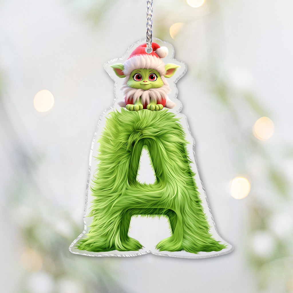 Personalized Grinchy Transparent Ornament Custom Name Gift for Christmas One-sided Ornament GradoCreations