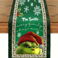 Personalized Christmas Table Runner with Grinch Design for Family Table Runner GradoCreations