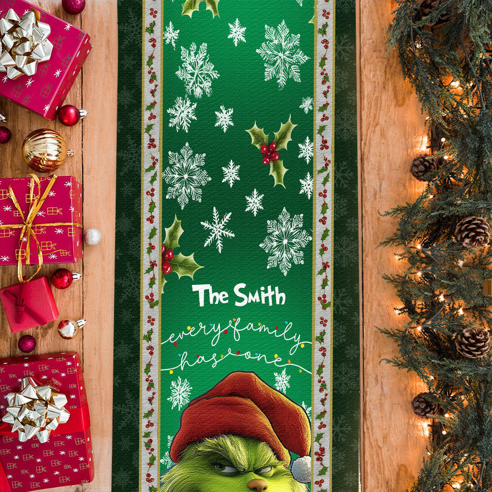 Personalized Christmas Table Runner with Grinch Design for Family Table Runner GradoCreations