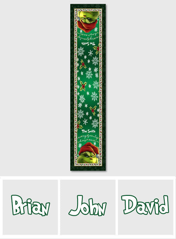 Personalized Christmas Table Runner with Grinch Design for Family Table Runner GradoCreations