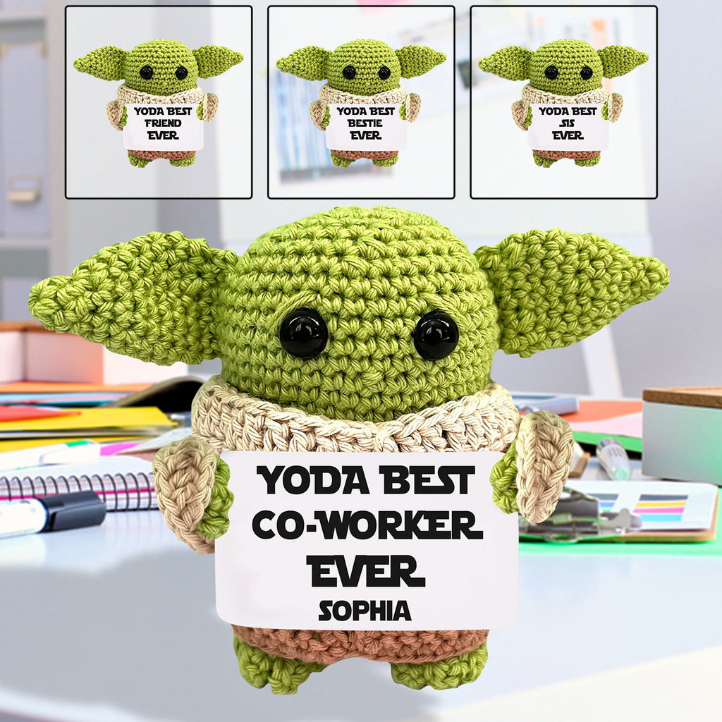 Personalized Yoda Best Co-worker Hand Knitted Figurine Gift Hand Knitted Figurine GradoCreations
