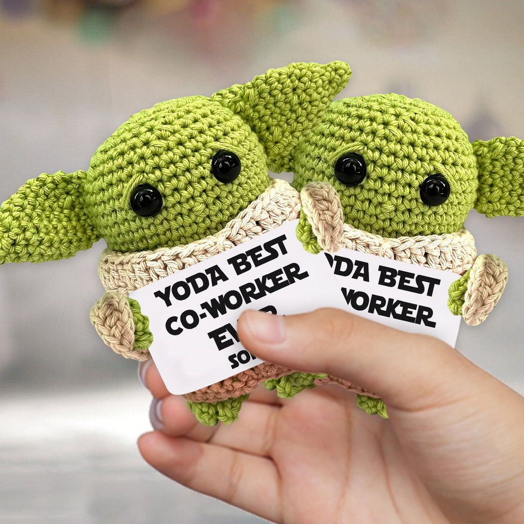 Personalized Yoda Best Co-worker Hand Knitted Figurine Gift Hand Knitted Figurine GradoCreations