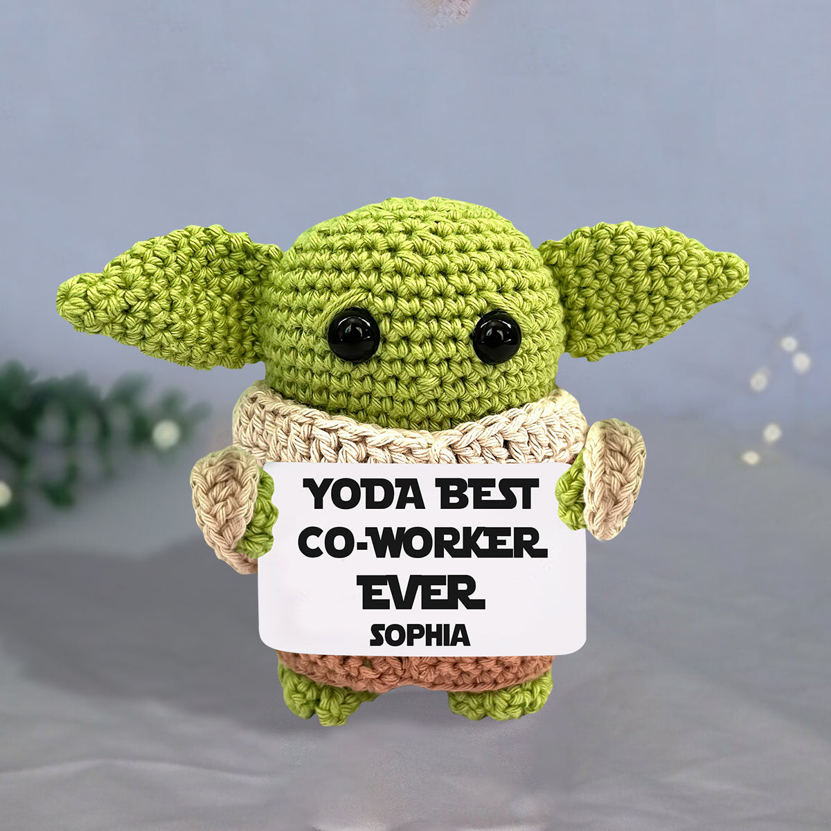 Personalized Yoda Best Co-worker Hand Knitted Figurine Gift Hand Knitted Figurine GradoCreations