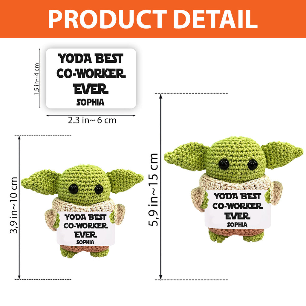 Personalized Yoda Best Co-worker Hand Knitted Figurine Gift Hand Knitted Figurine GradoCreations
