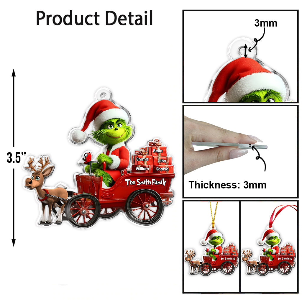 Personalized Grinch Christmas Ornament Custom Family Gift Ornament GradoCreations