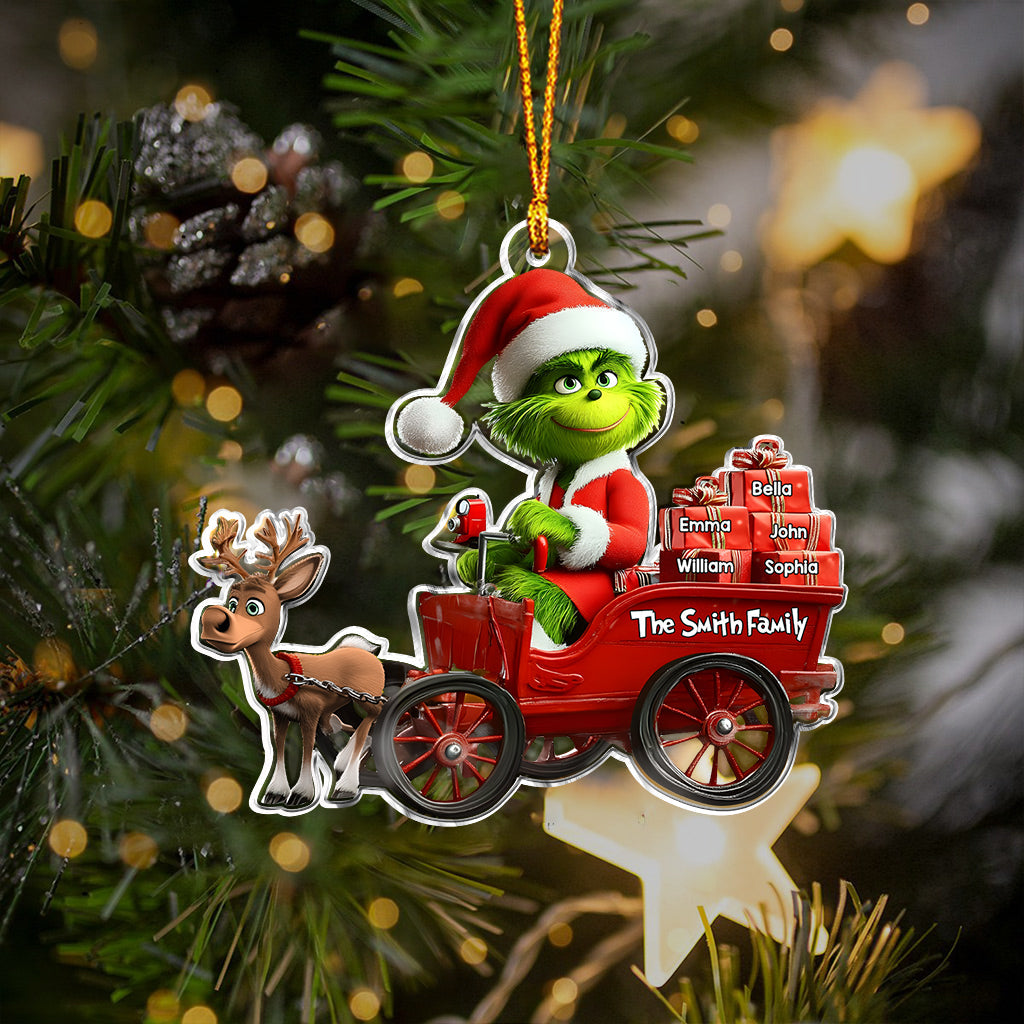 Personalized Grinch Christmas Ornament Custom Family Gift Ornament GradoCreations