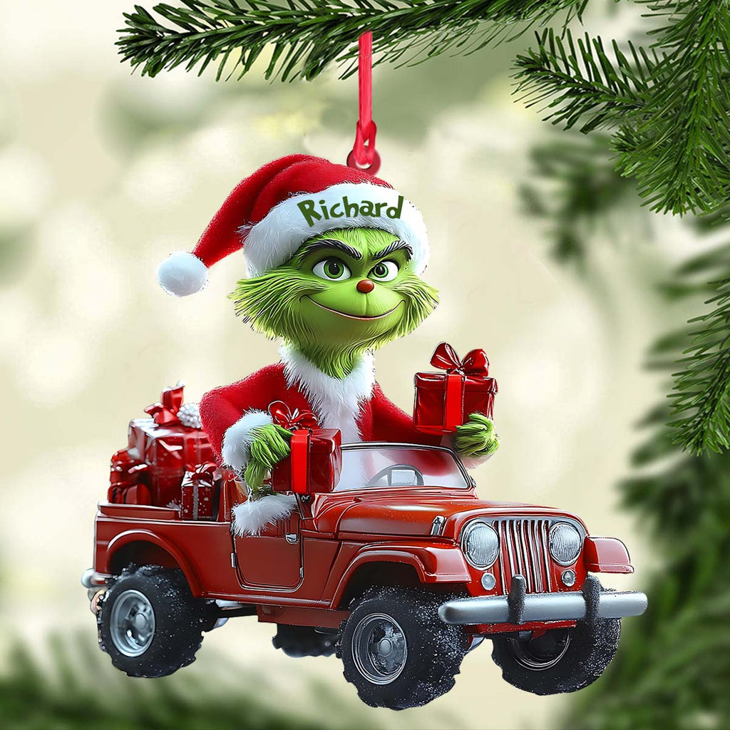 Personalized Grinch Christmas Ornament with Custom Name Ornament GradoCreations
