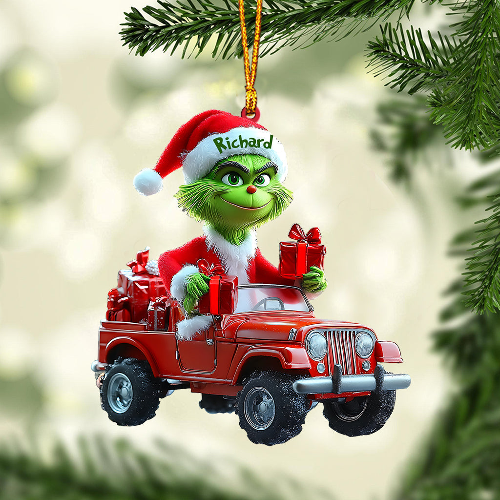 Personalized Grinch Christmas Ornament with Custom Name Ornament GradoCreations