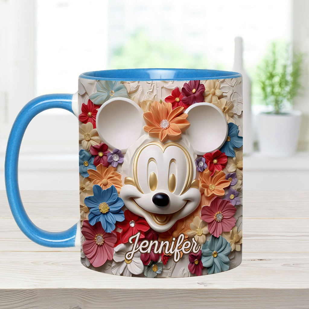Personalized Floral Mouse Accent Mug Custom Name Gift for Mom Accent Mug GradoCreations