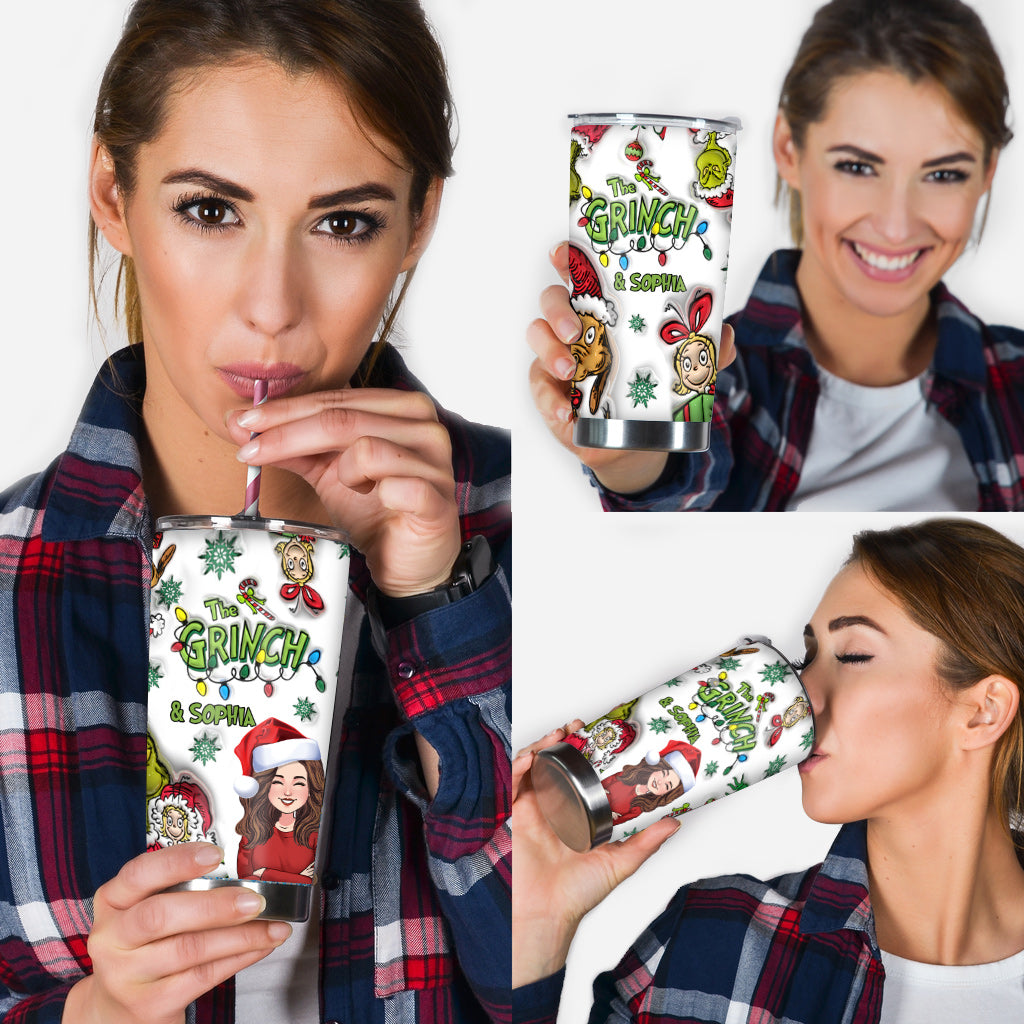 Personalized Grinch Christmas Tumbler 20oz Custom Name Gift Tumbler GradoCreations