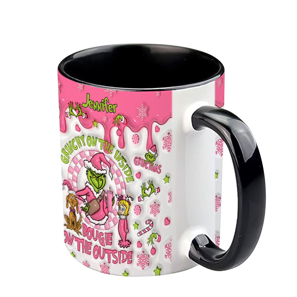 Personalized Christmas Accent Mug Grinchy On The Inside Gift Accent Mug GradoCreations