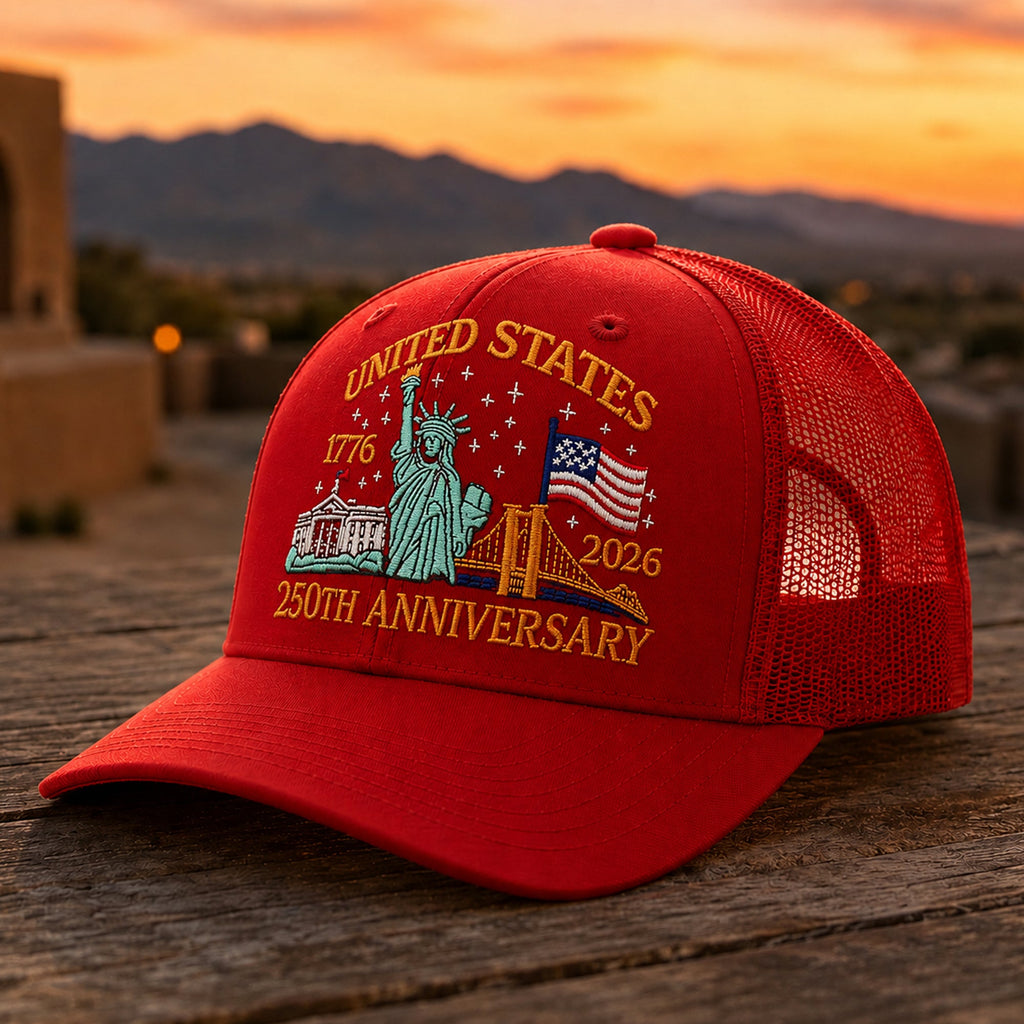 Personalized USA Patriotic Trucker Hat 250th Anniversary Gift HN590 - Embroidered Trucker Hat GradoCreations