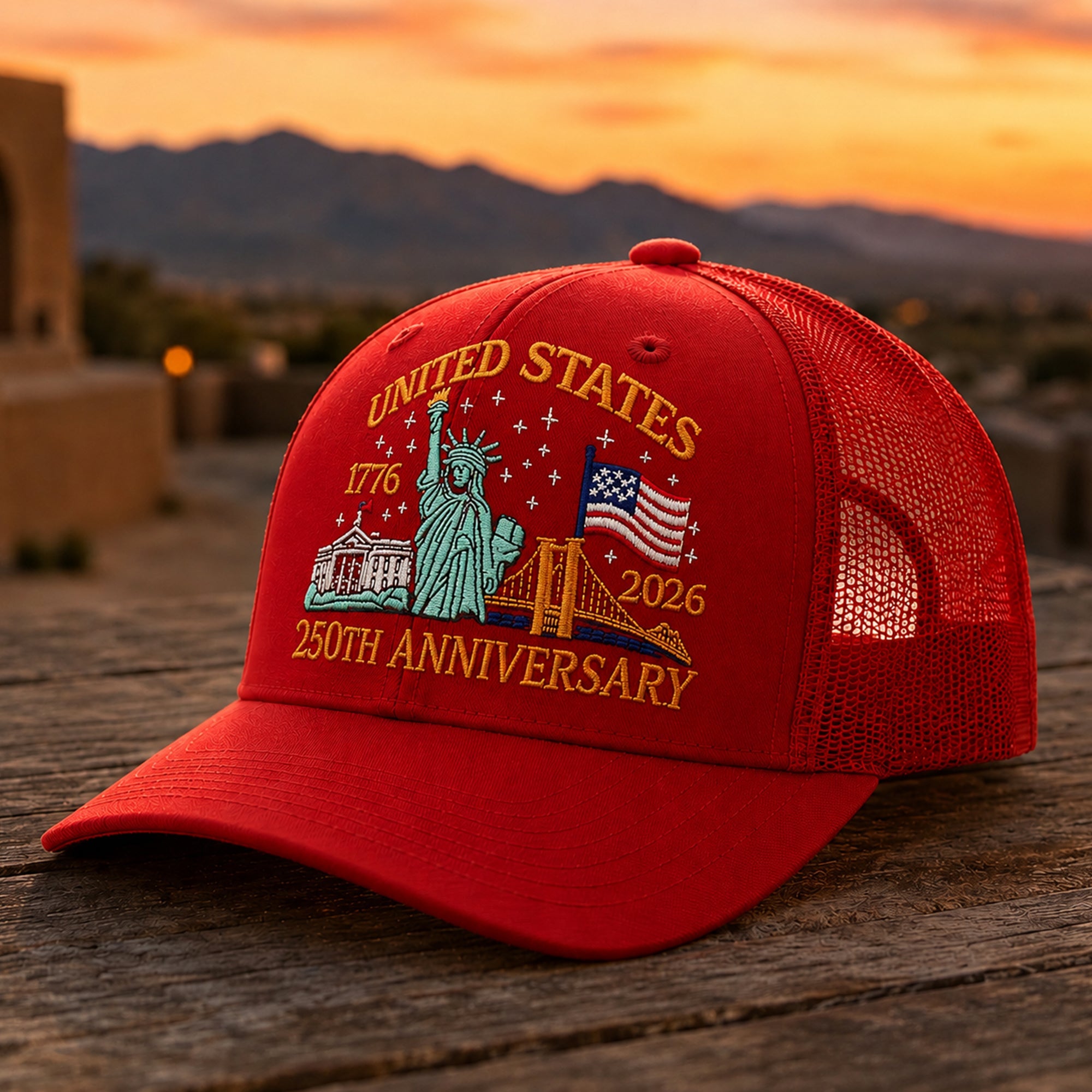 Personalized USA Patriotic Trucker Hat 250th Anniversary Gift HN590 - Embroidered Trucker Hat GradoCreations