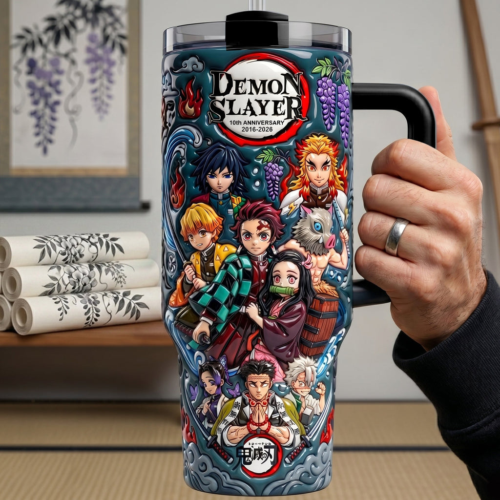 Personalized Demon Slayer Tumbler with Handle - Gift for Anime Fans Tumbler GradoCreations