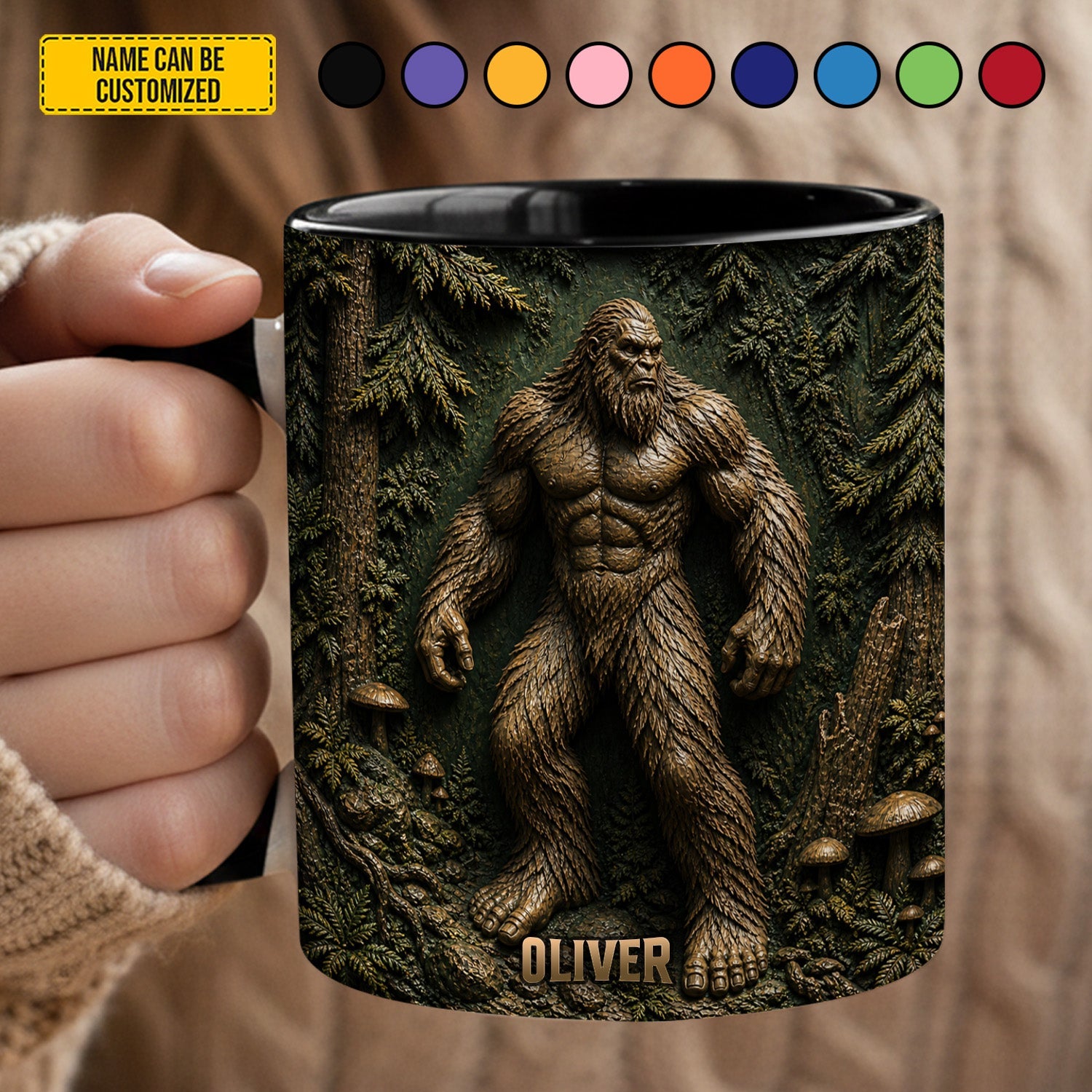 Personalized Bigfoot Accent Mug Custom Name Gift for Outdoor Lovers GradoCreations