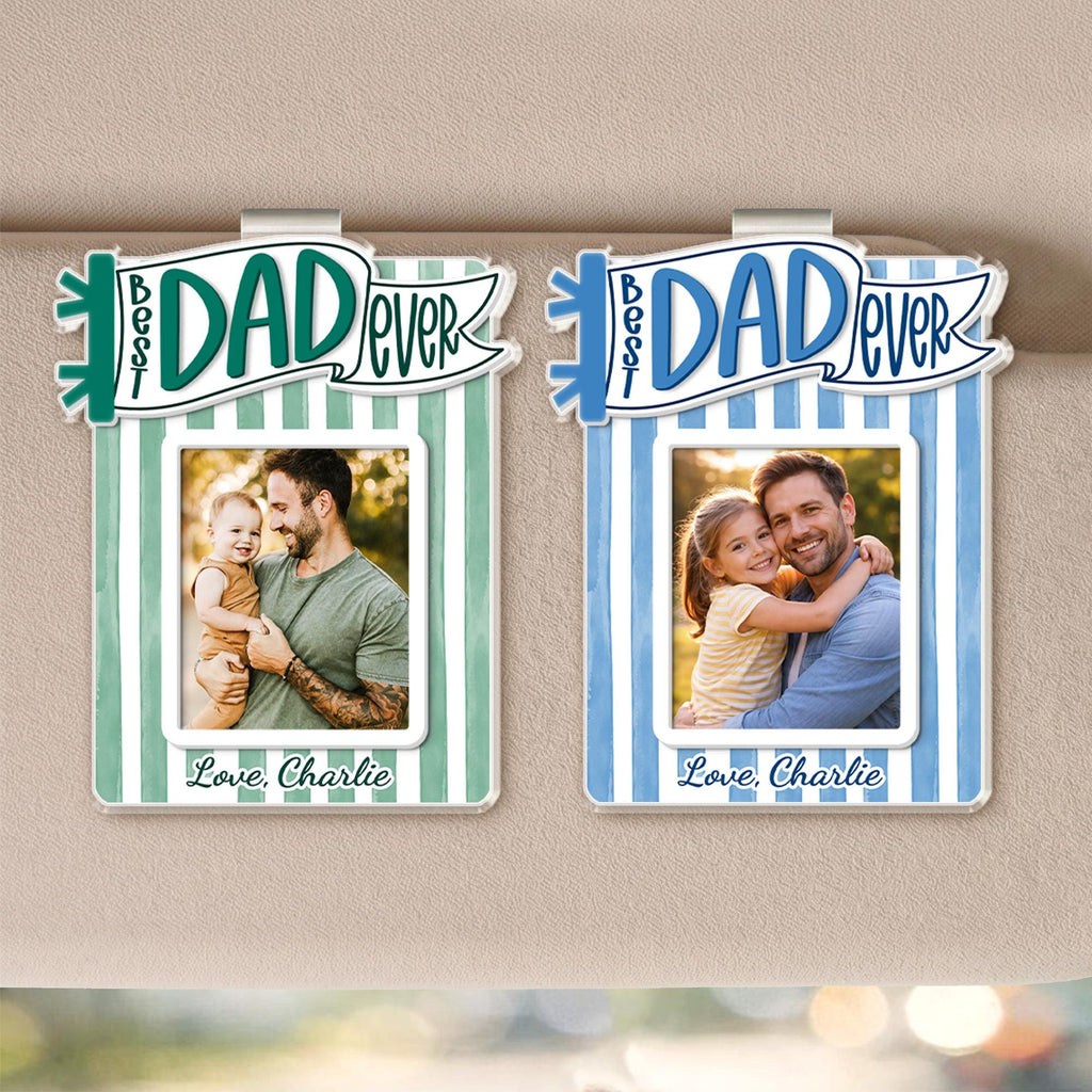Personalized Dad Car Visor Photo Clip Gift for Father's Day HN590 - Acrylic Car Visor Clip GradoCreations