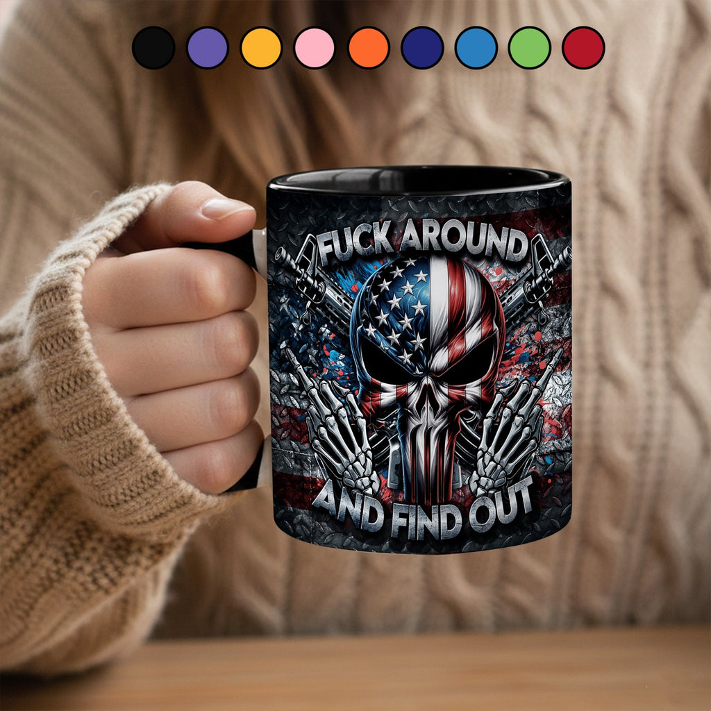 Personalized Ceramic Bold Patriotic Skull Accent Mug Gift GradoCreations