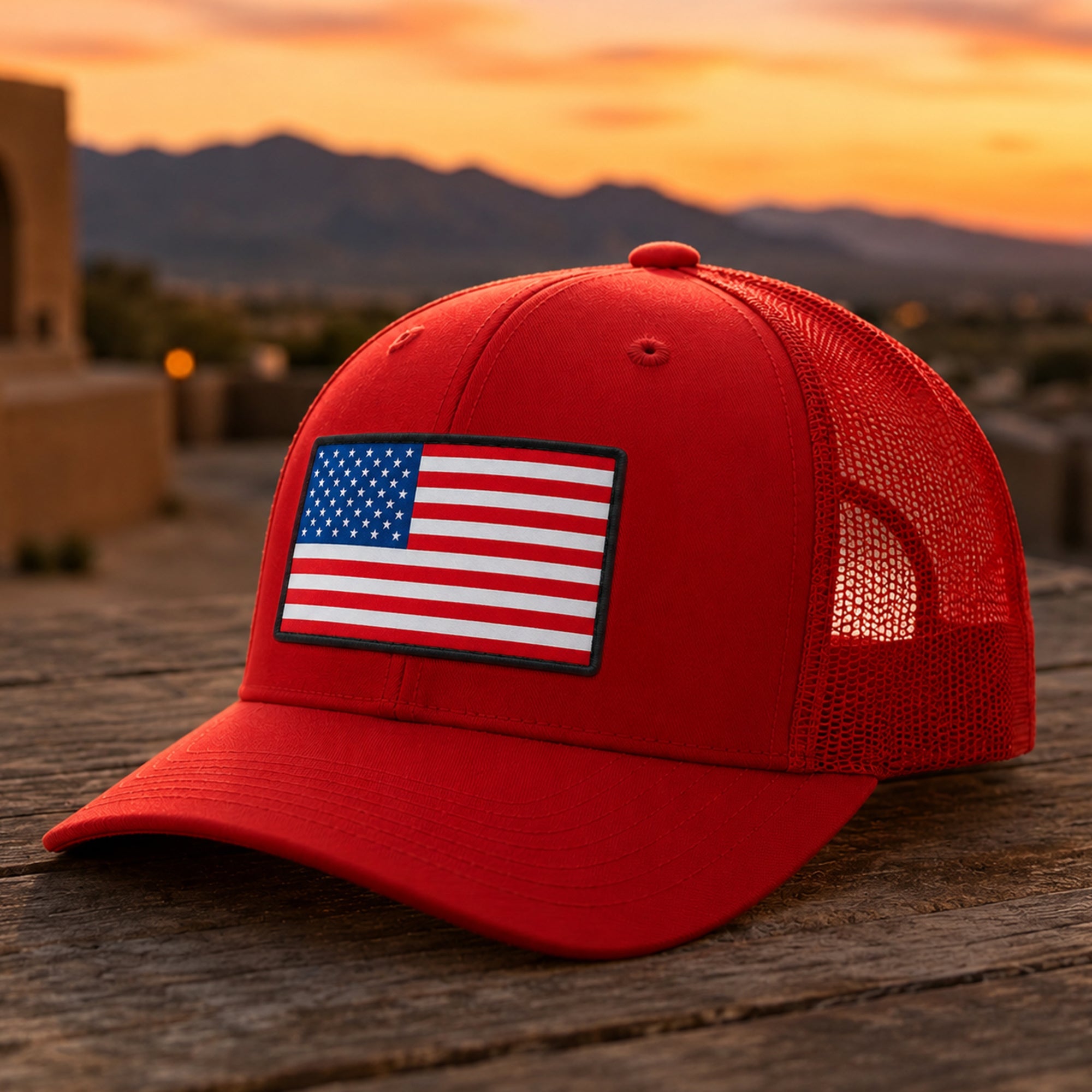 Personalized American Flag Trucker Hat Custom Gift for Dad HN590 - Embroidered Trucker Hat fix GradoCreations