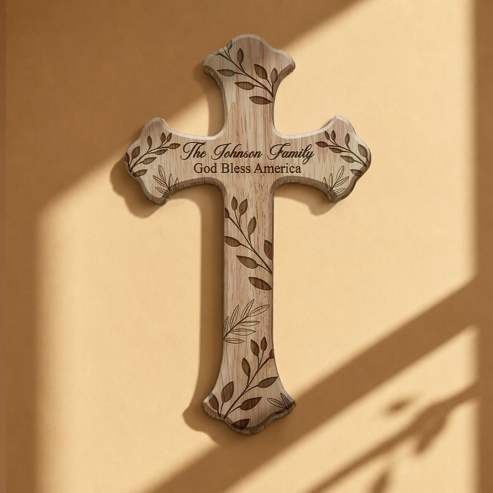 Personalized Family Name Wooden Door Sign God Bless America HN590 - Door Sign GradoCreations