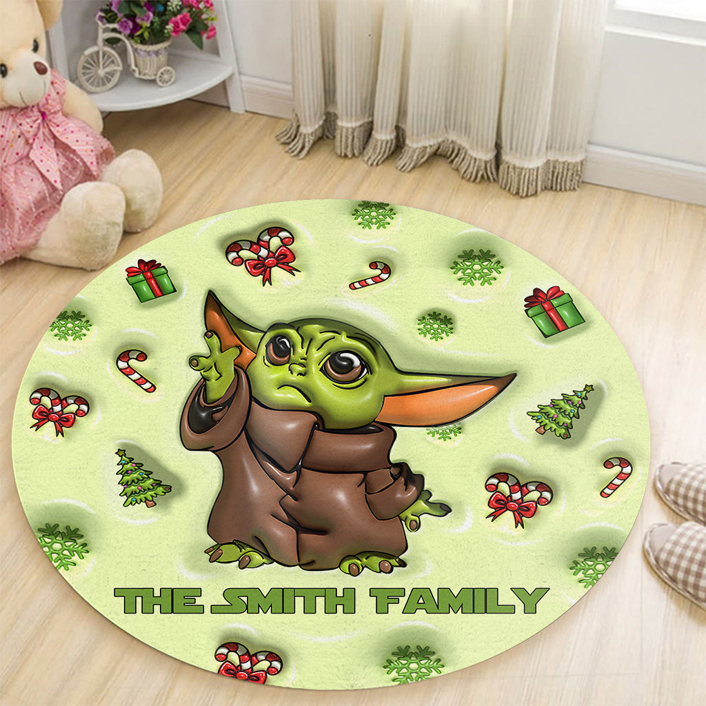 Personalized The Force Round Rug Custom Family Name Gift Round Rug GradoCreations