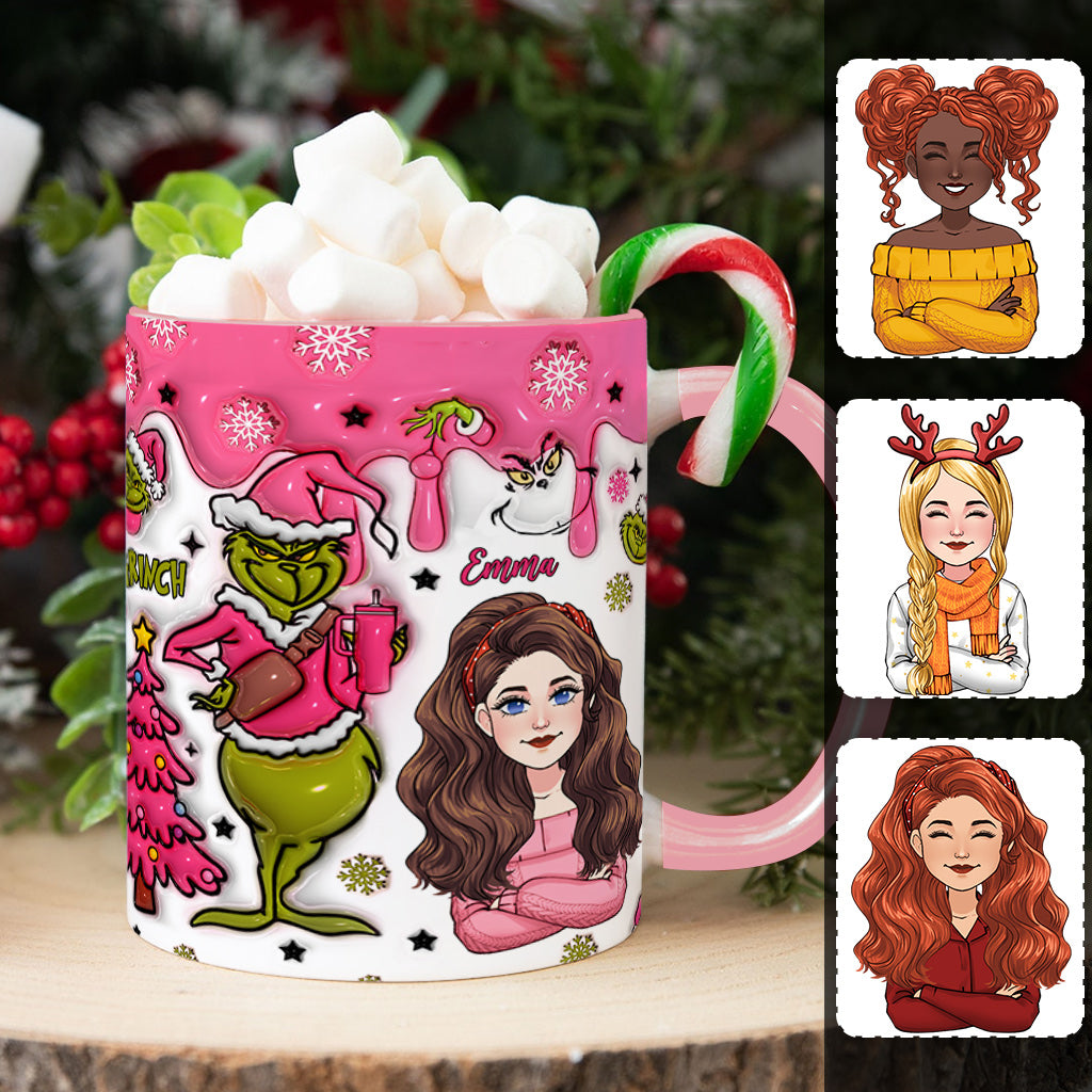 Personalized Grinch Accent Mug with Custom Name for Christmas Gift Accent Mug GradoCreations