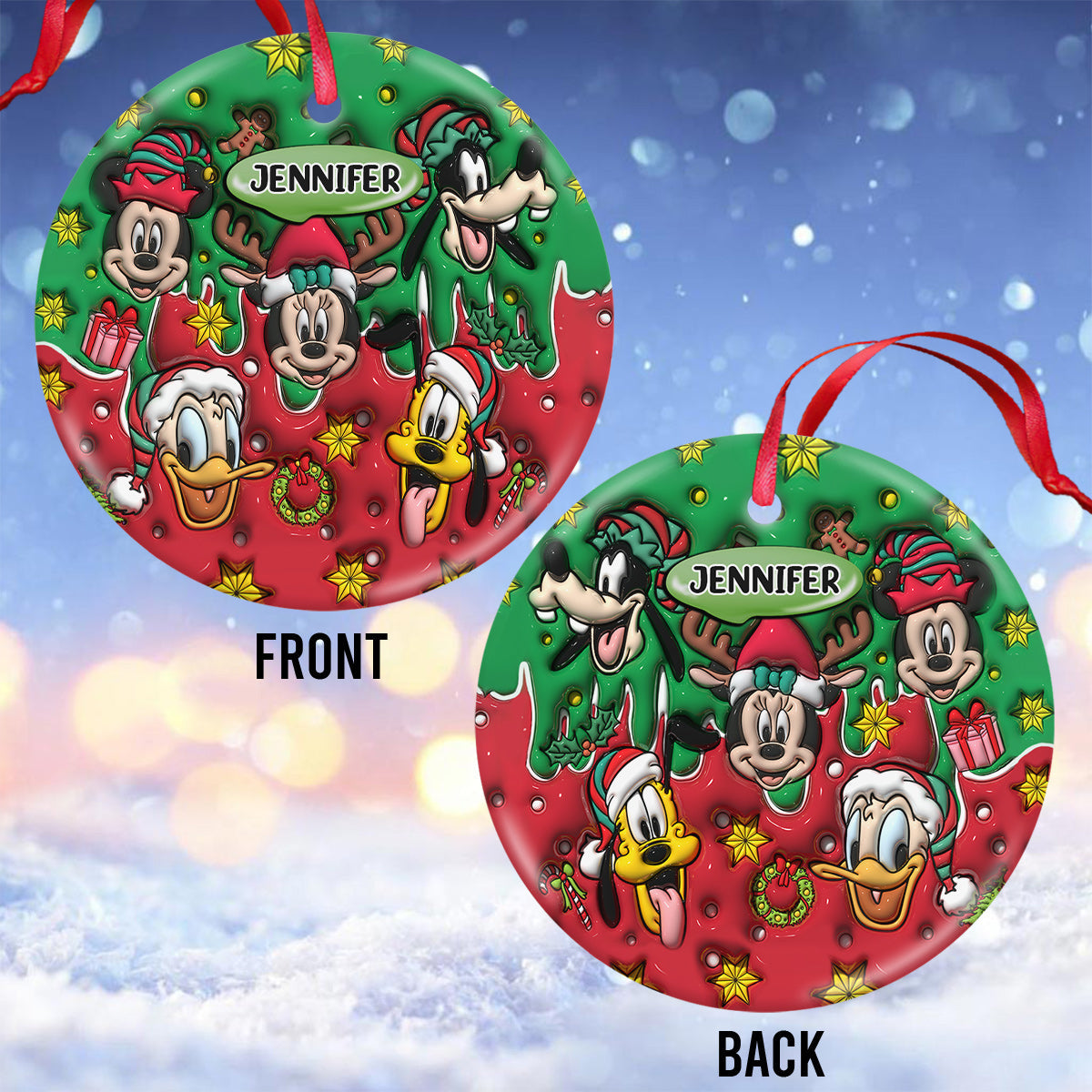 Personalized Ceramic Circle Ornament Christmas Gift for Kids Ceramic Circle Ornament GradoCreations