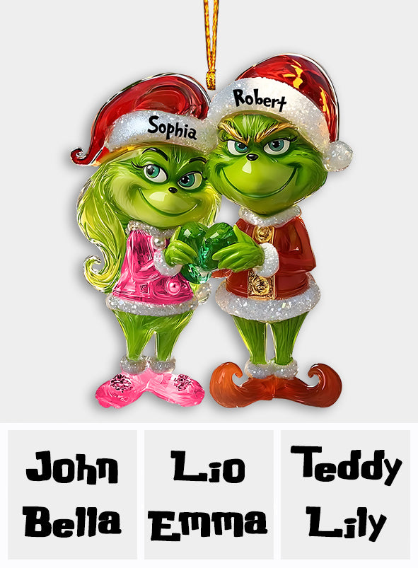 Personalized Grinch Christmas Ornament for Couples - Custom Names Gift Ornament GradoCreations