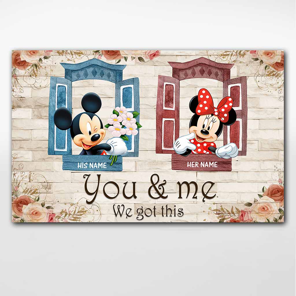 Personalized You & Me Mouse Poster Custom Name Gift for Couples Canvas and Poster GradoCreations