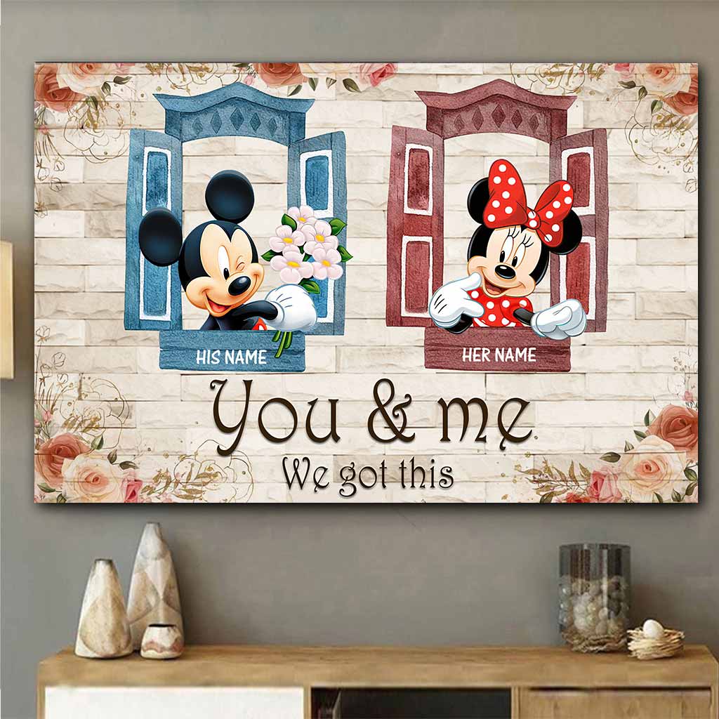 Personalized You & Me Mouse Poster Custom Name Gift for Couples Canvas and Poster GradoCreations