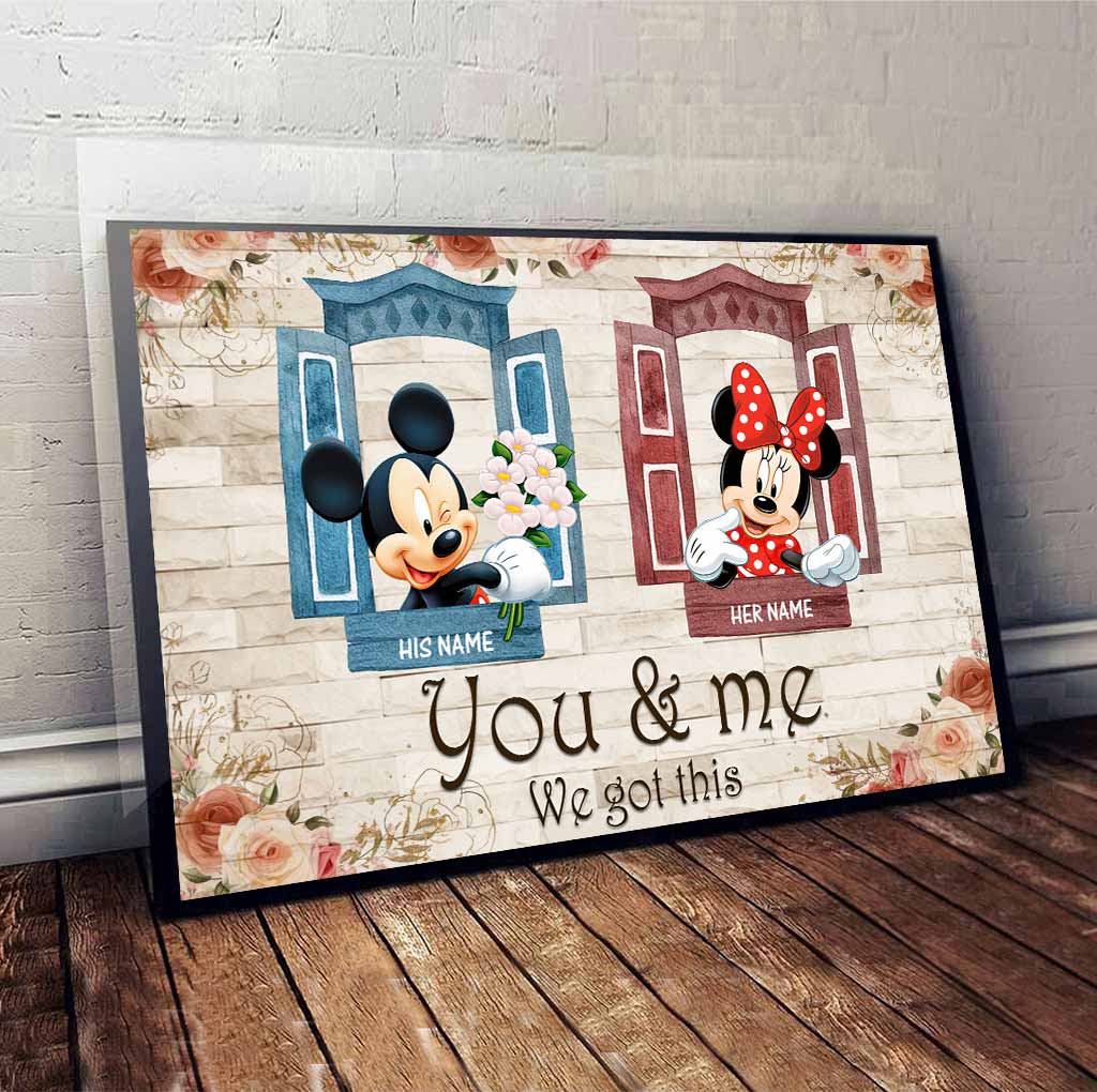 Personalized You & Me Mouse Poster Custom Name Gift for Couples Canvas and Poster GradoCreations