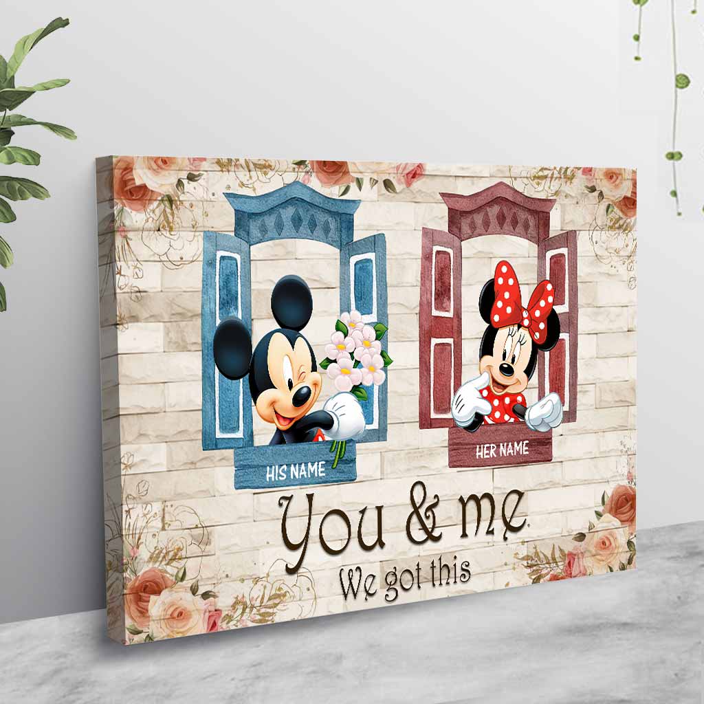 Personalized You & Me Mouse Poster Custom Name Gift for Couples Canvas and Poster GradoCreations
