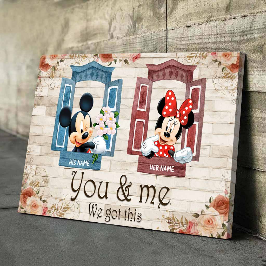 Personalized You & Me Mouse Poster Custom Name Gift for Couples Canvas and Poster GradoCreations