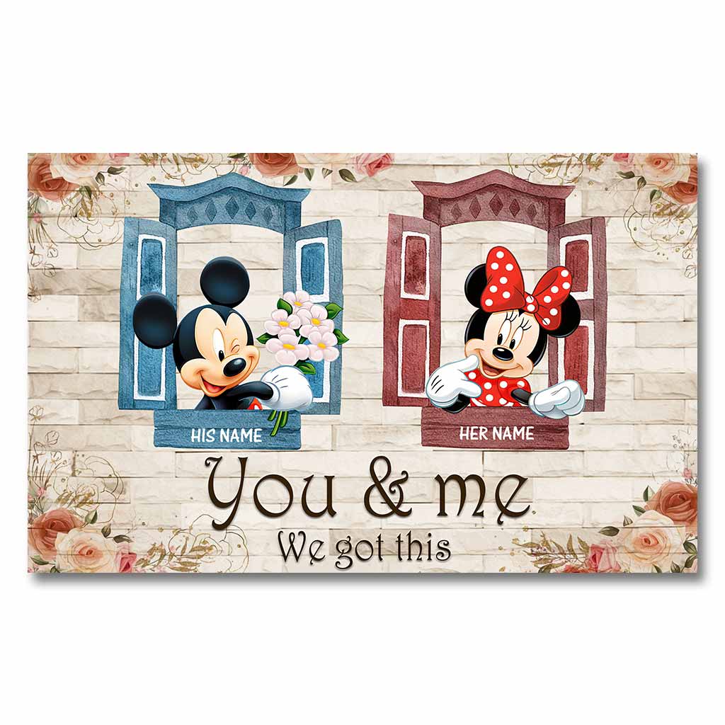Personalized You & Me Mouse Poster Custom Name Gift for Couples Canvas and Poster GradoCreations