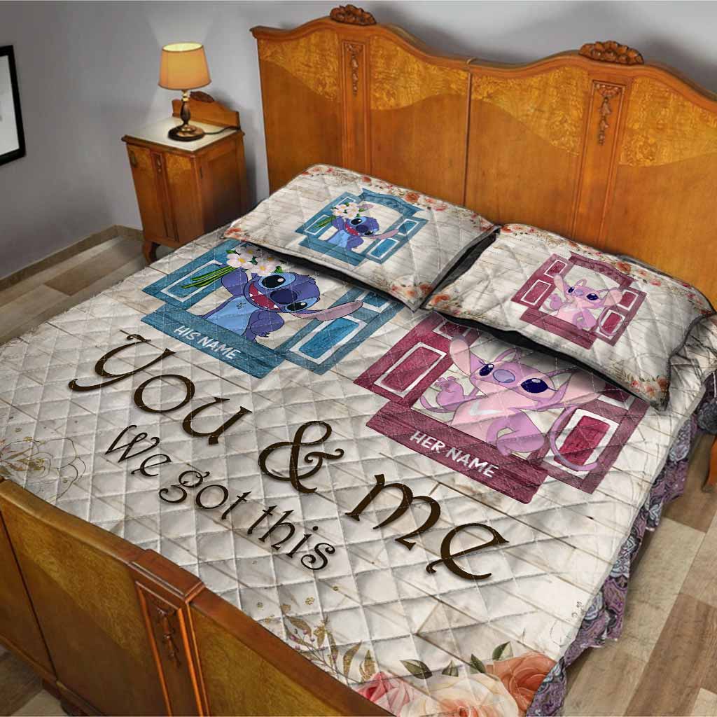 Personalized Quilt Set Custom Names You & Me Gift for Couples Quilt Set GradoCreations