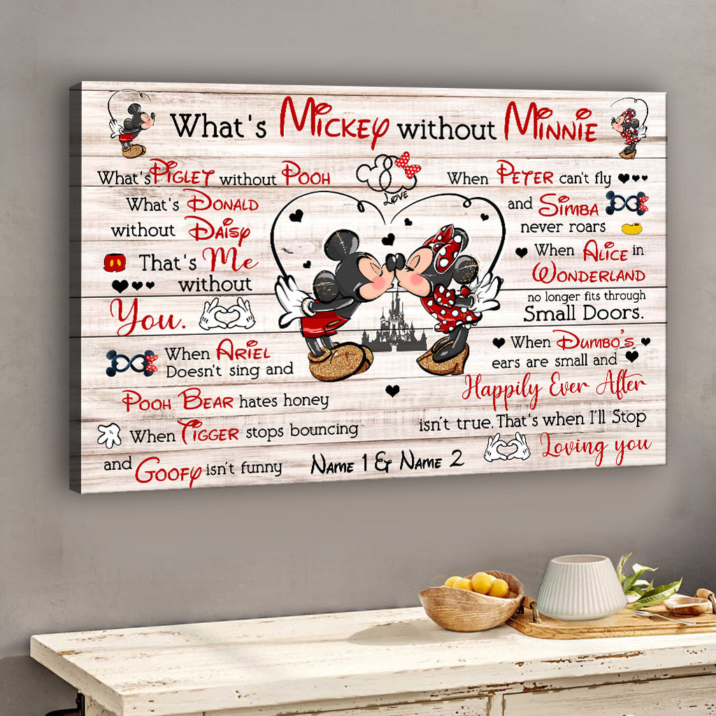 Personalized Mickey and Minnie Couple Poster Gift for Anniversary Canvas and Poster GradoCreations