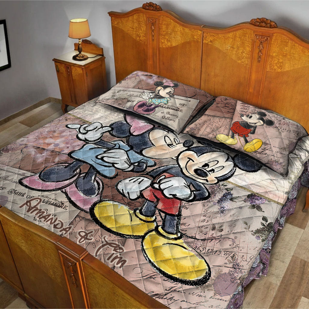 Personalized Couple Quilt Set Soft Polyester Design for Anniversary Quilt Set GradoCreations