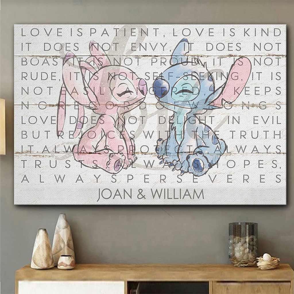Personalized Couple Ohana Canvas Love Is Patient Kind Gift Canvas and Poster GradoCreations