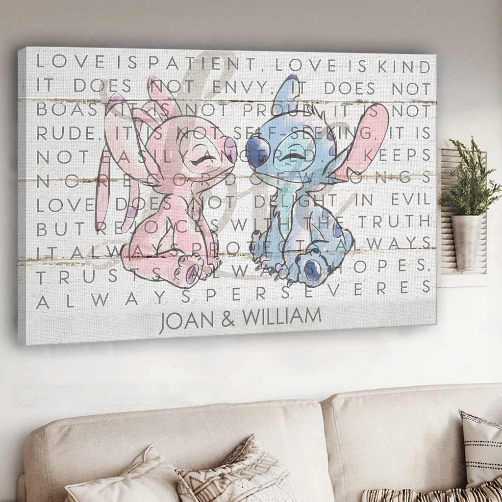 Personalized Couple Ohana Canvas Love Is Patient Kind Gift Canvas and Poster GradoCreations