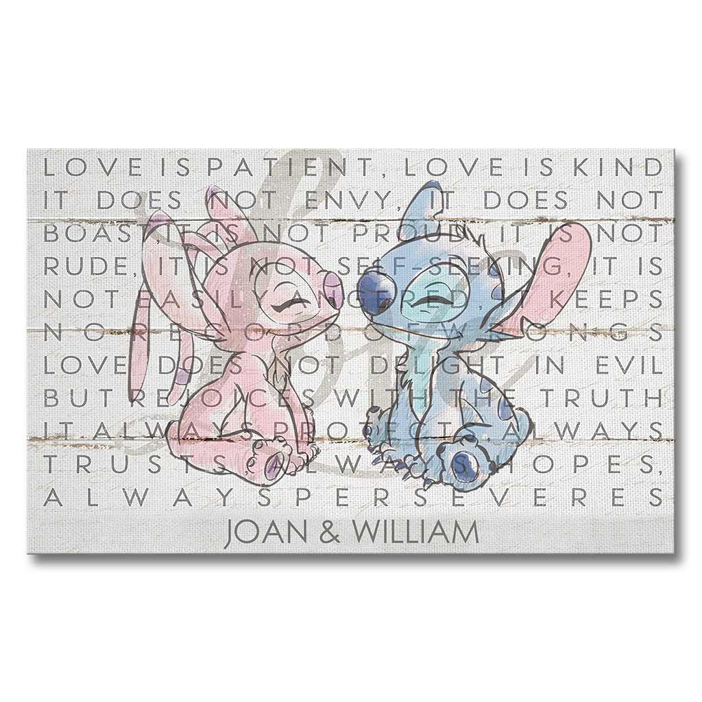 Personalized Couple Ohana Canvas Love Is Patient Kind Gift Canvas and Poster GradoCreations
