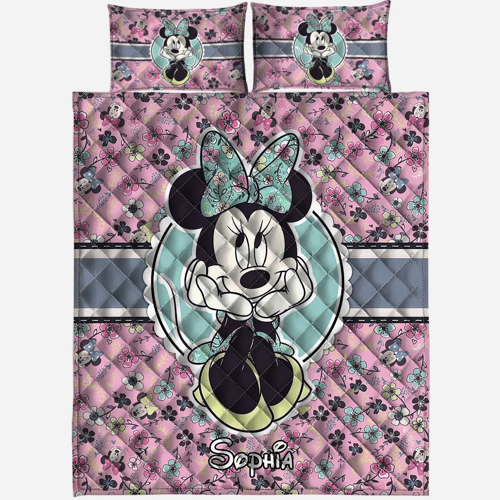 Personalized Minnie Mouse Quilt Set with Pillow Covers for Kids Quilt Set GradoCreations